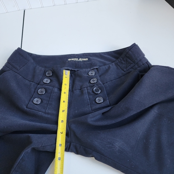 GUESS JEANS Women Black Wide Leg Cropped Capri Pants Button Closure Shorts 28 - Picture 4 of 11